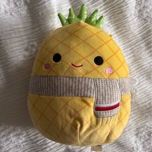Squishmallows Yellow Pineapple Plush with Green Leaves